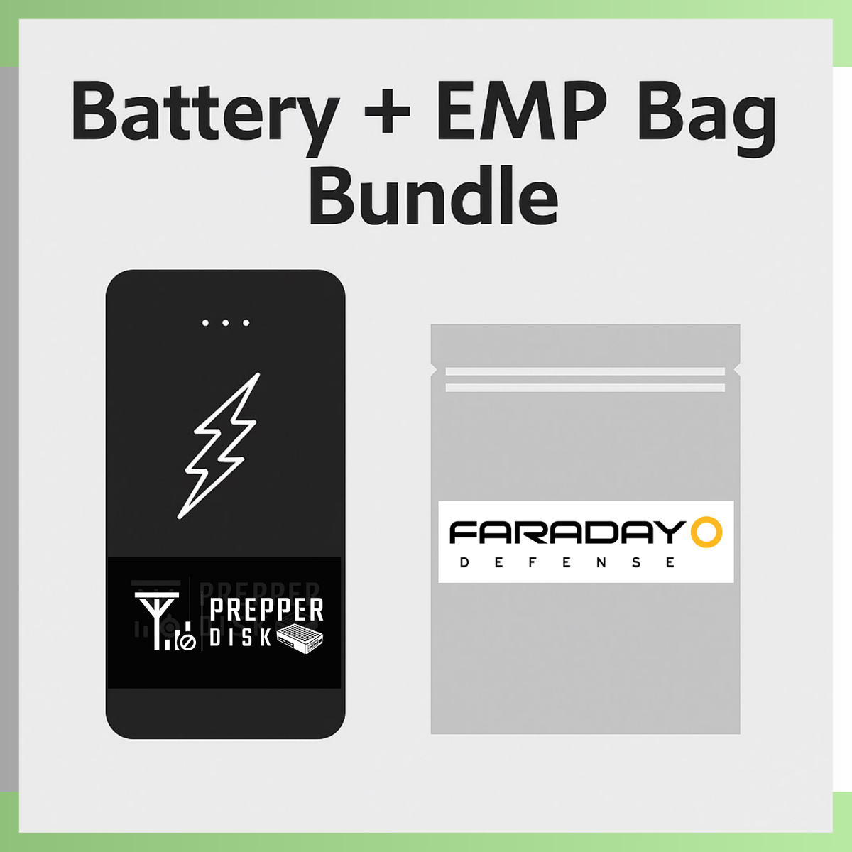 Prepper Disk Power Bank and Faraday Bag Bundle