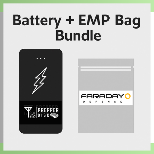 Prepper Disk Power Bank and Faraday Bag Bundle