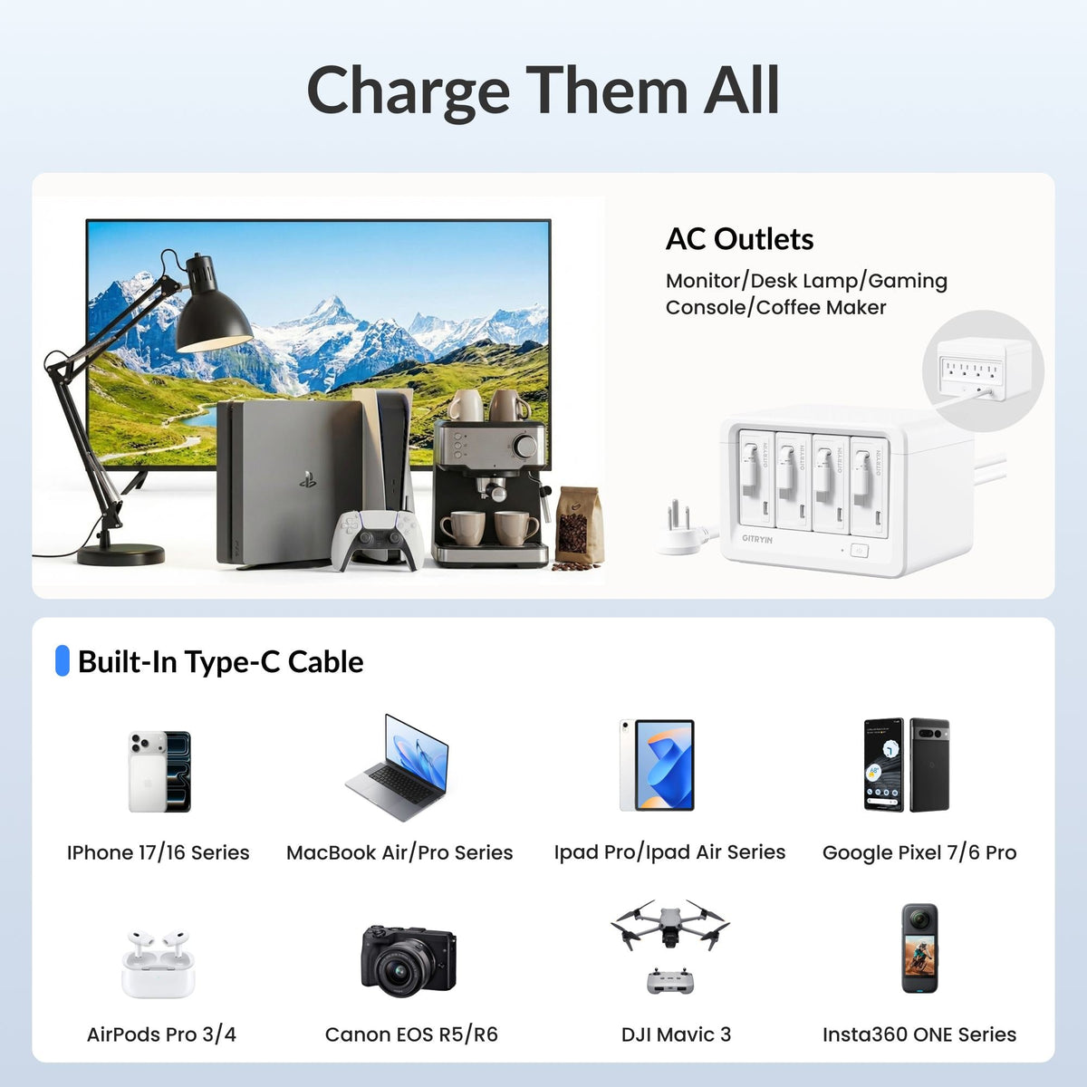 Gitryin 12-in-1 Desktop Charging Station