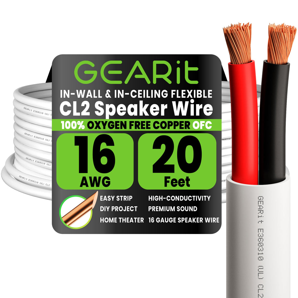 GEARit 16 AWG In-Wall Speaker Wire