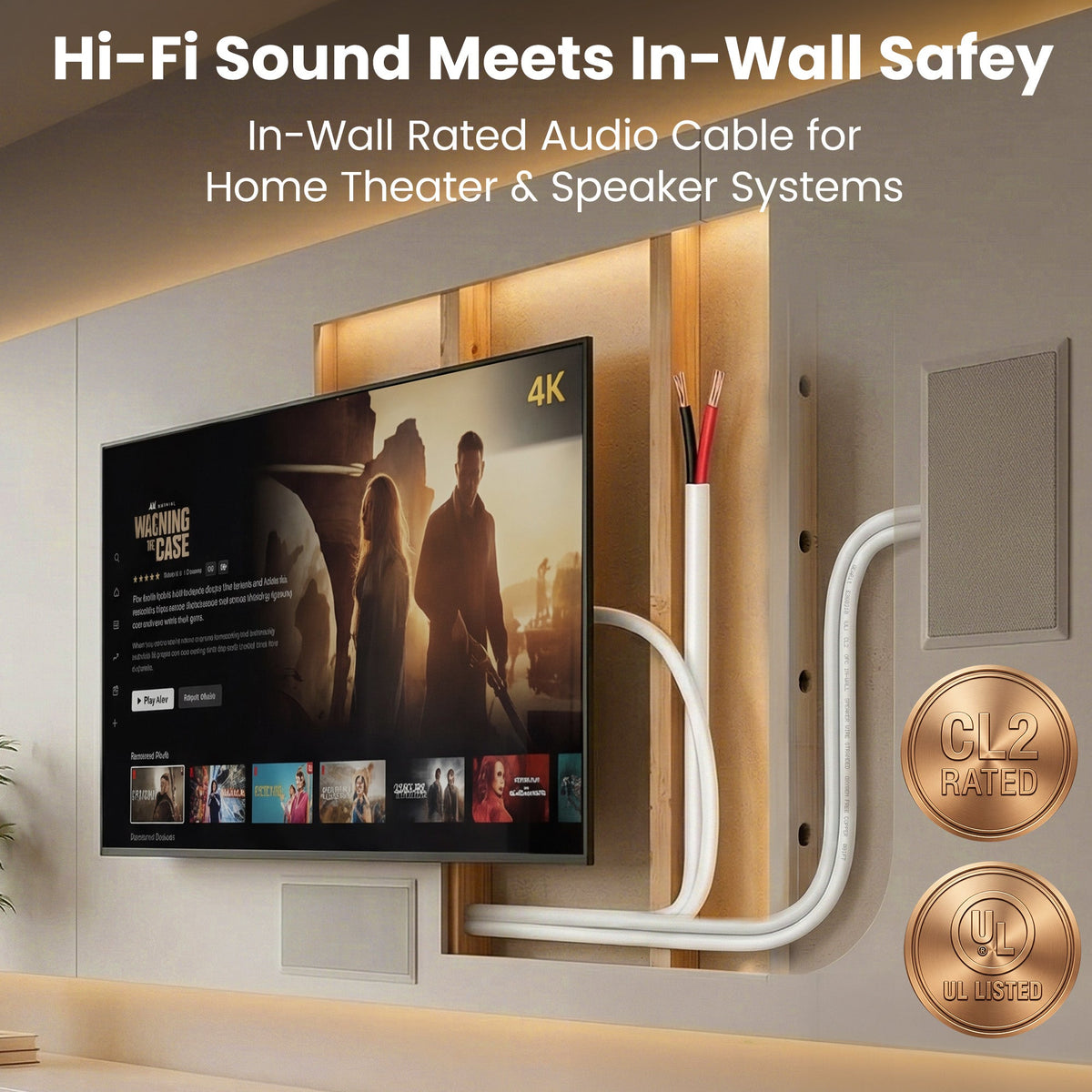 GEARit 16 AWG In-Wall Speaker Wire