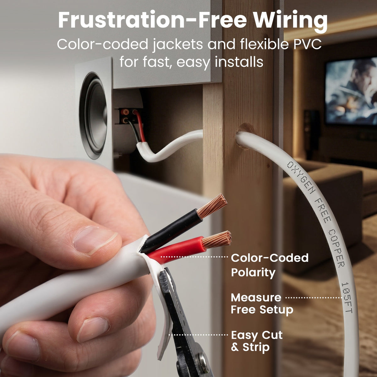 GEARit 16 AWG In-Wall Speaker Wire