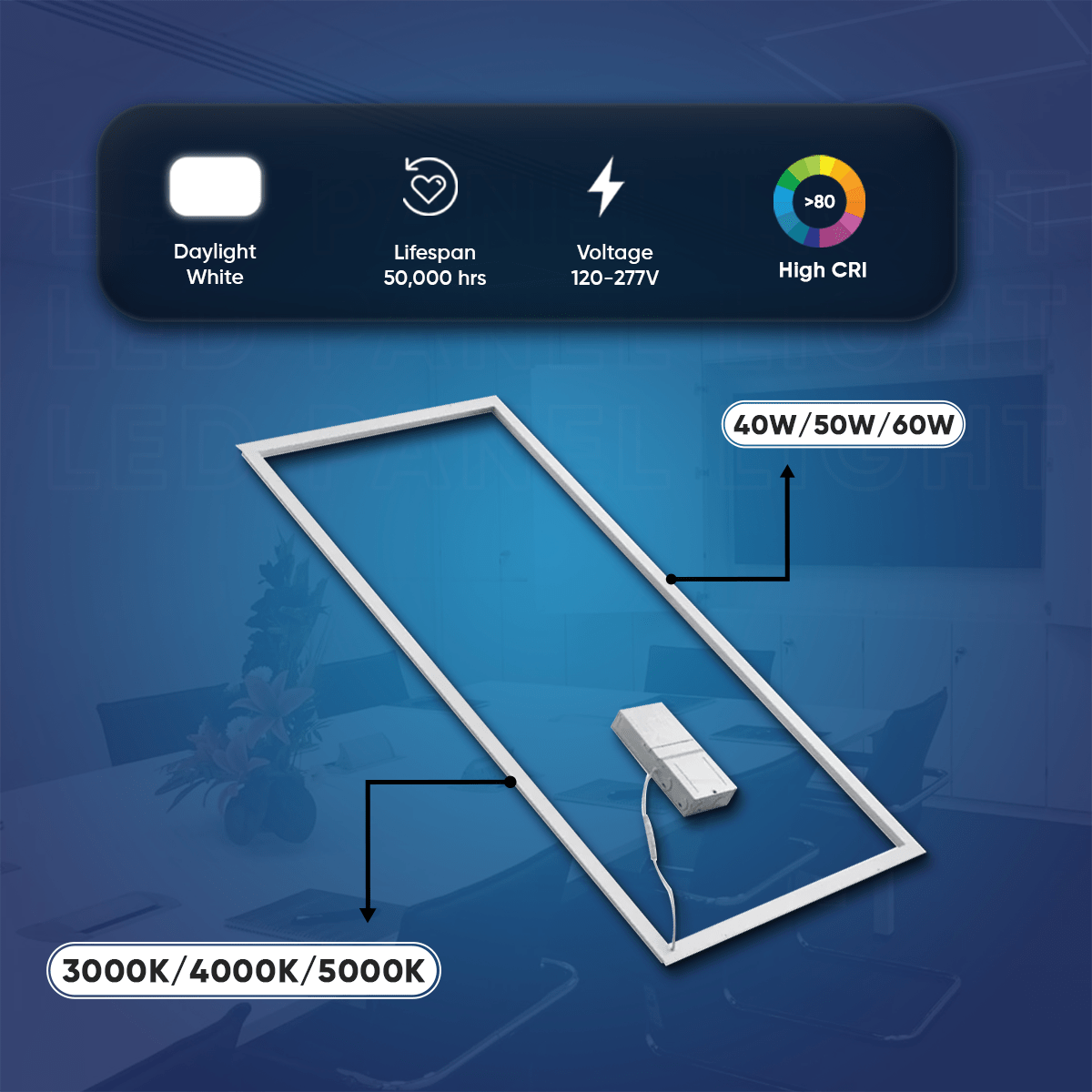 Wen Lighting LED Recessed T-Bar Panel Light