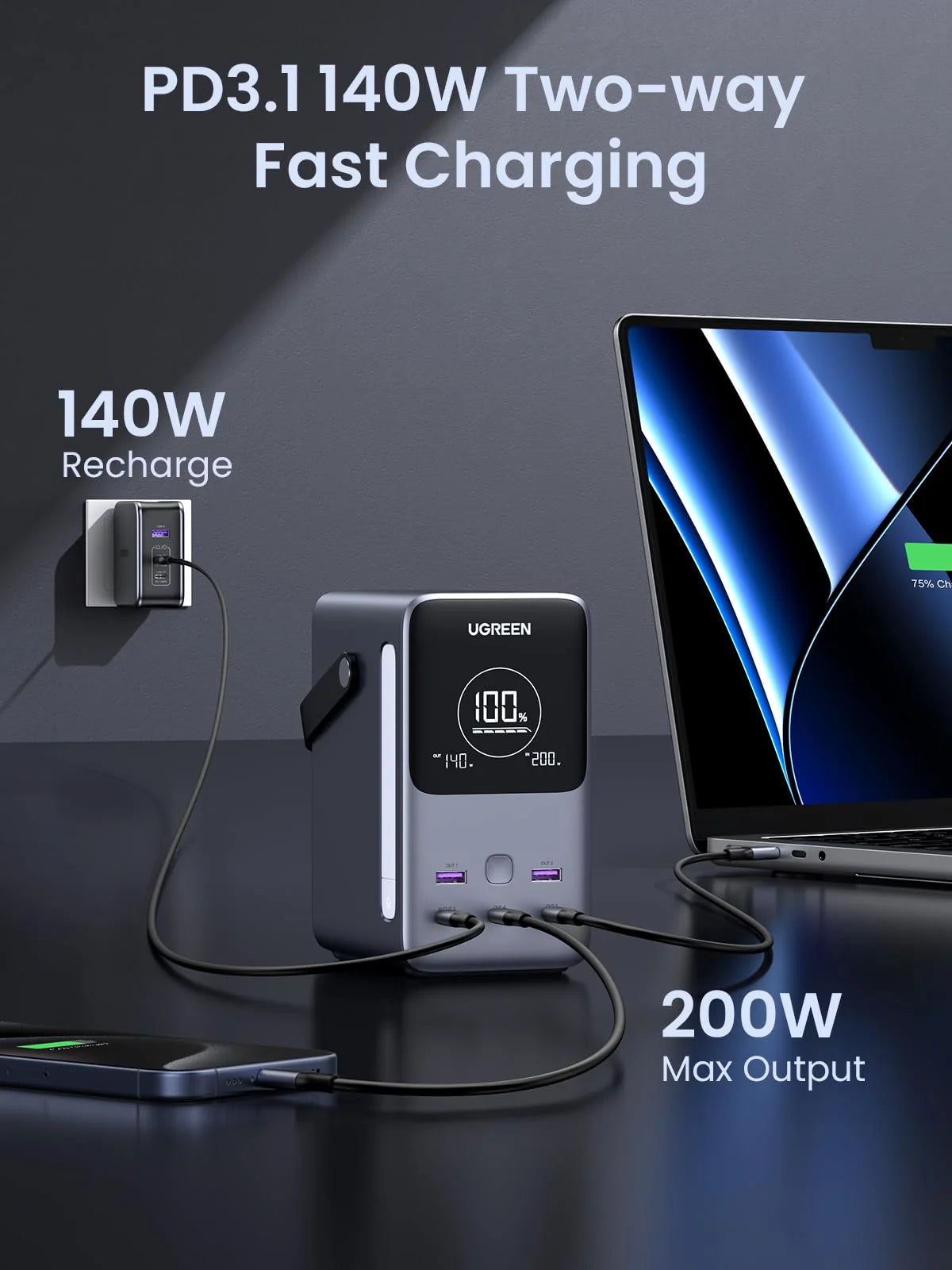 UGREEN Five-Port LiFePO4 USB Power Bank