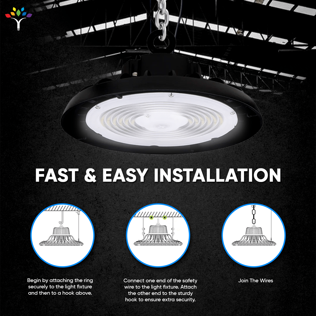 Wen Lighting UFO LED High-Bay Ceiling Light