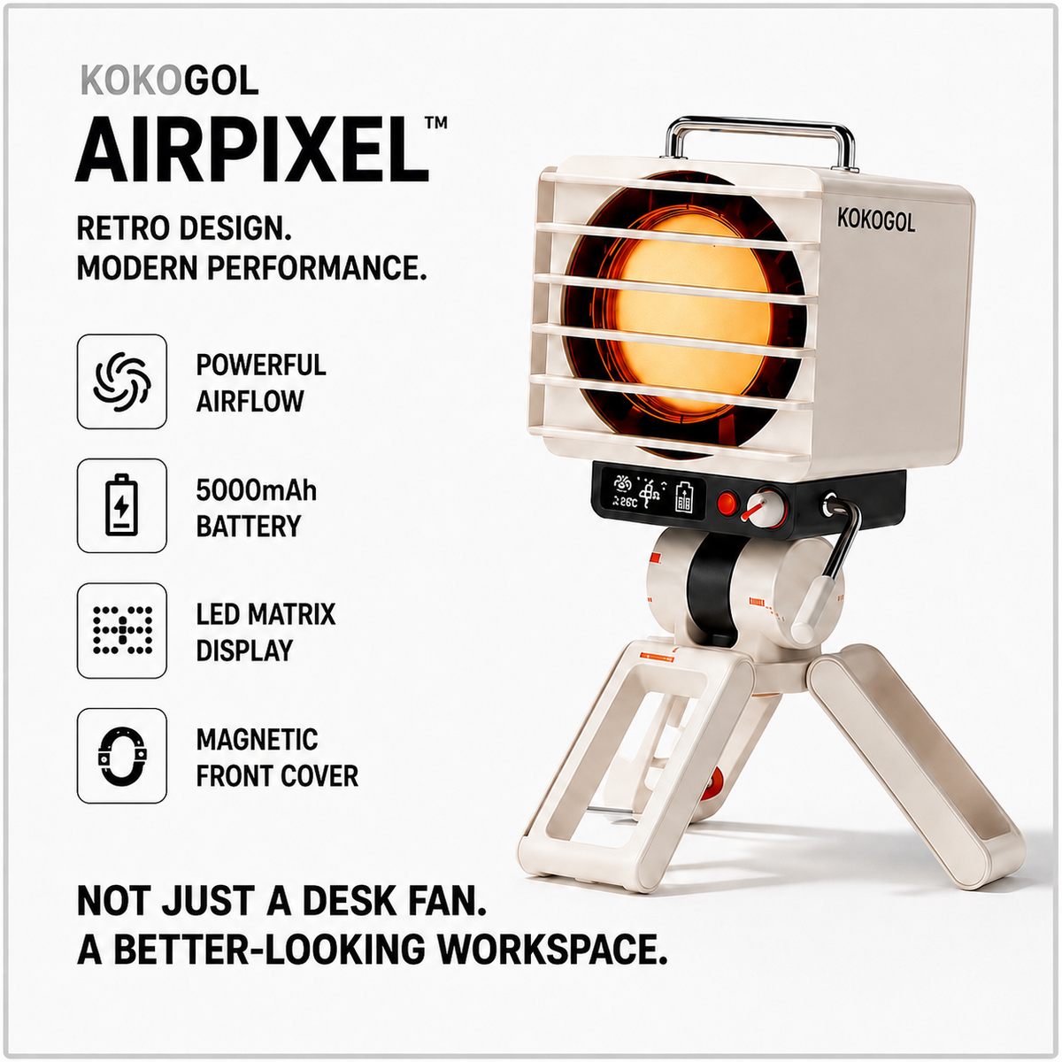 KOKOGOL Rechargeable Desk Fan