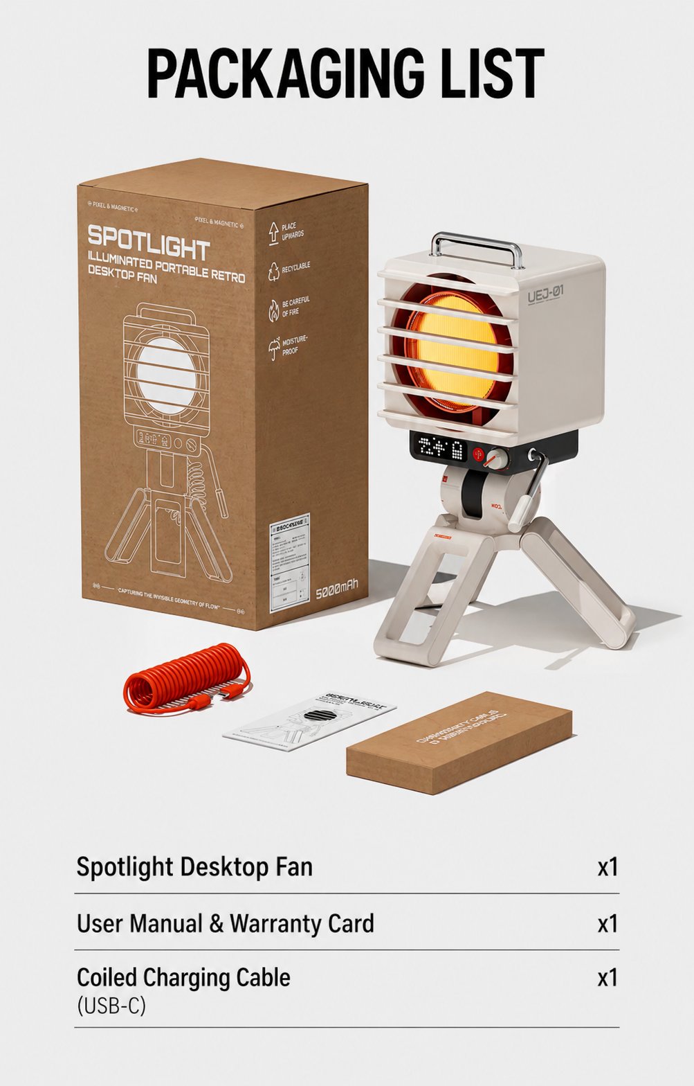 KOKOGOL Rechargeable Desk Fan