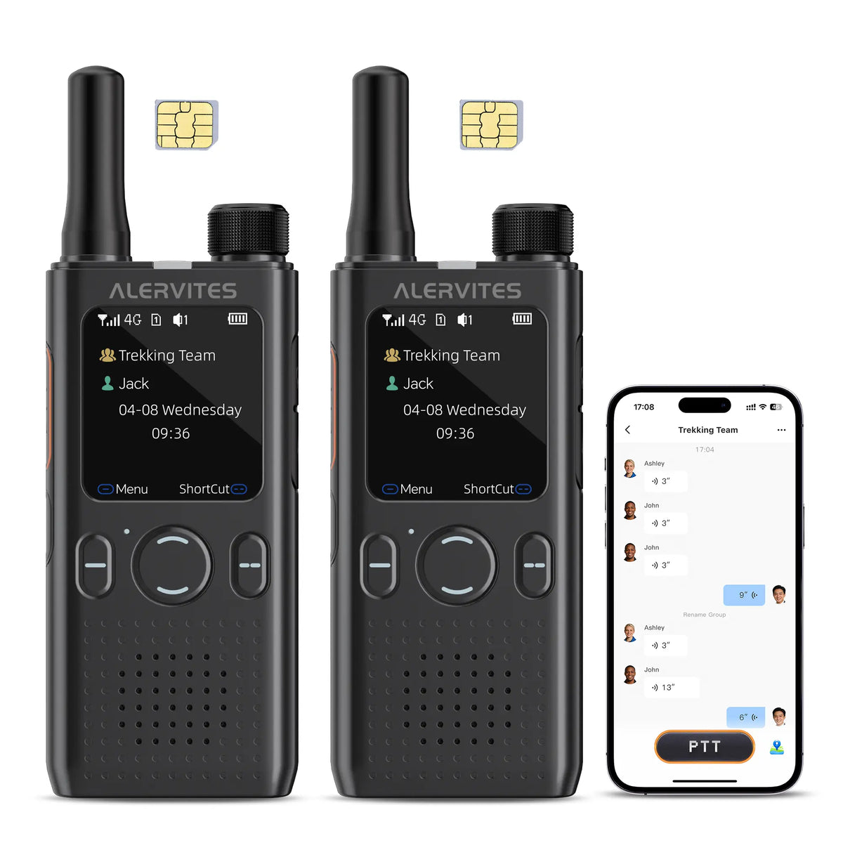Alervites LTE Push-to-Talk Radio 2-Pack