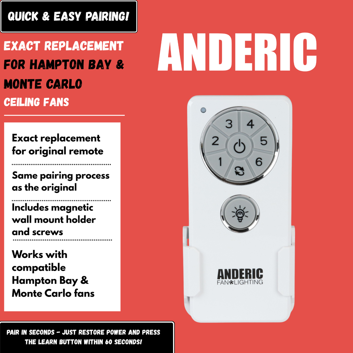 Anderic Ceiling Fan Remote Control