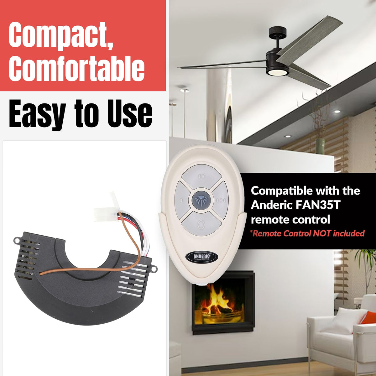 Anderic 303.9MHz Ceiling Fan Receiver