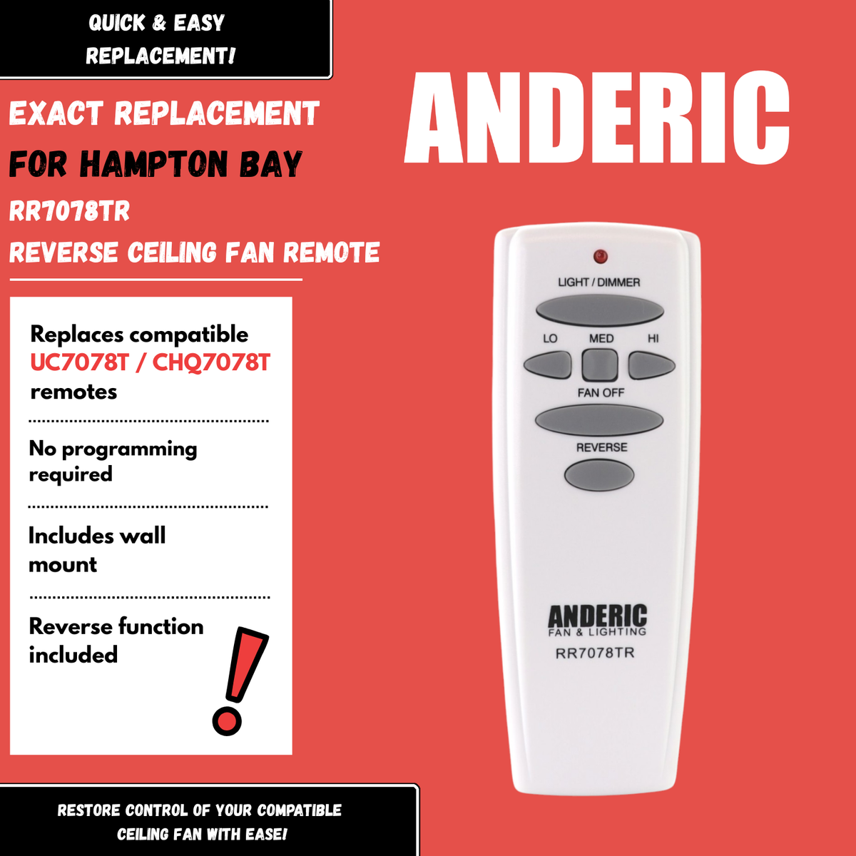 Anderic Ceiling Fan Remote Control