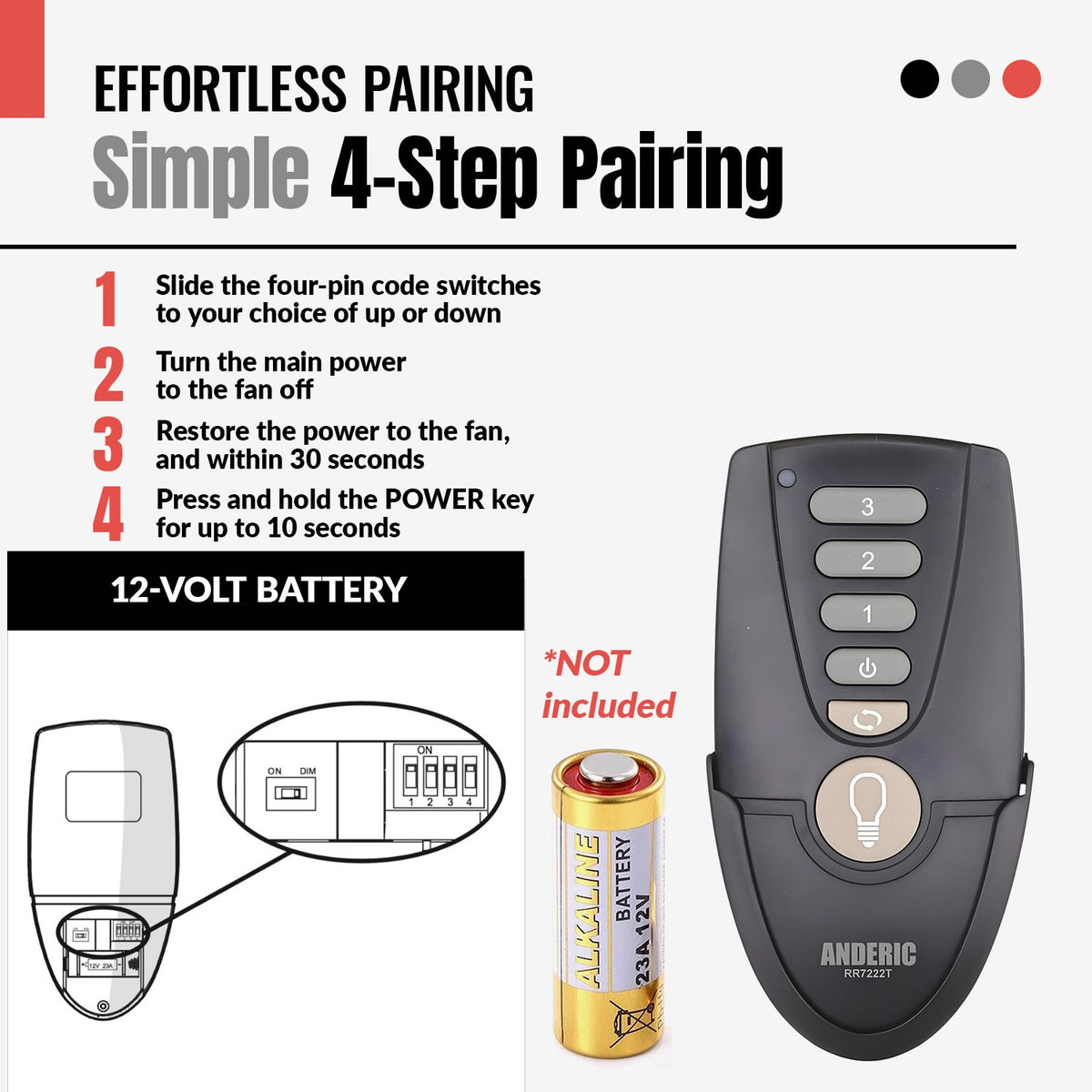 Anderic Ceiling Fan Remote Control