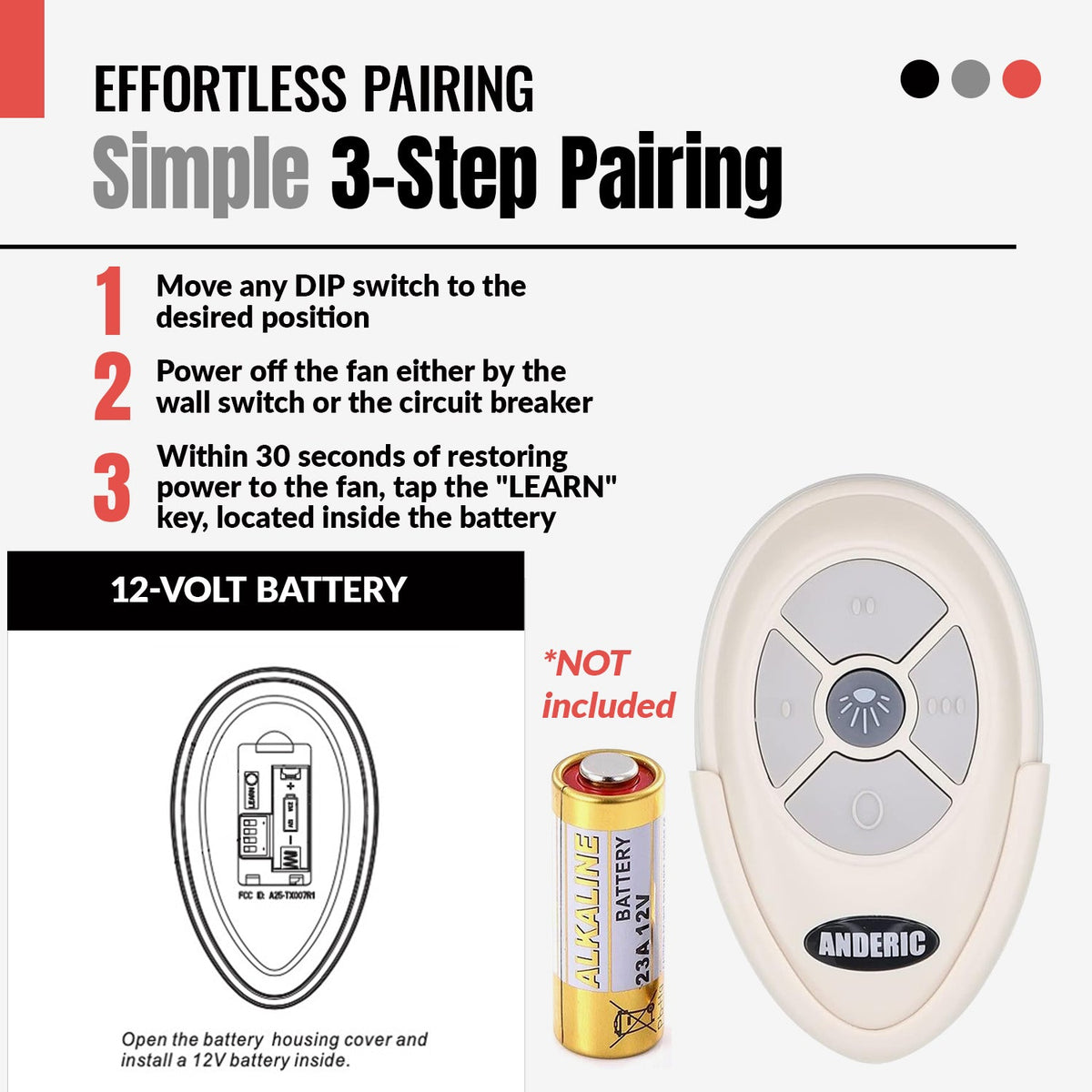 Anderic Ceiling Fan Remote Control