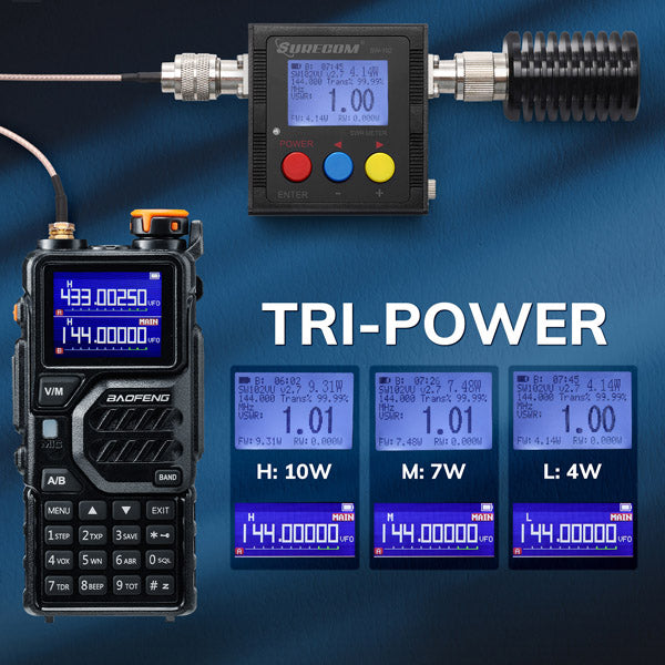 Baofeng 10W Tri-Band Handheld Two-Way Radio