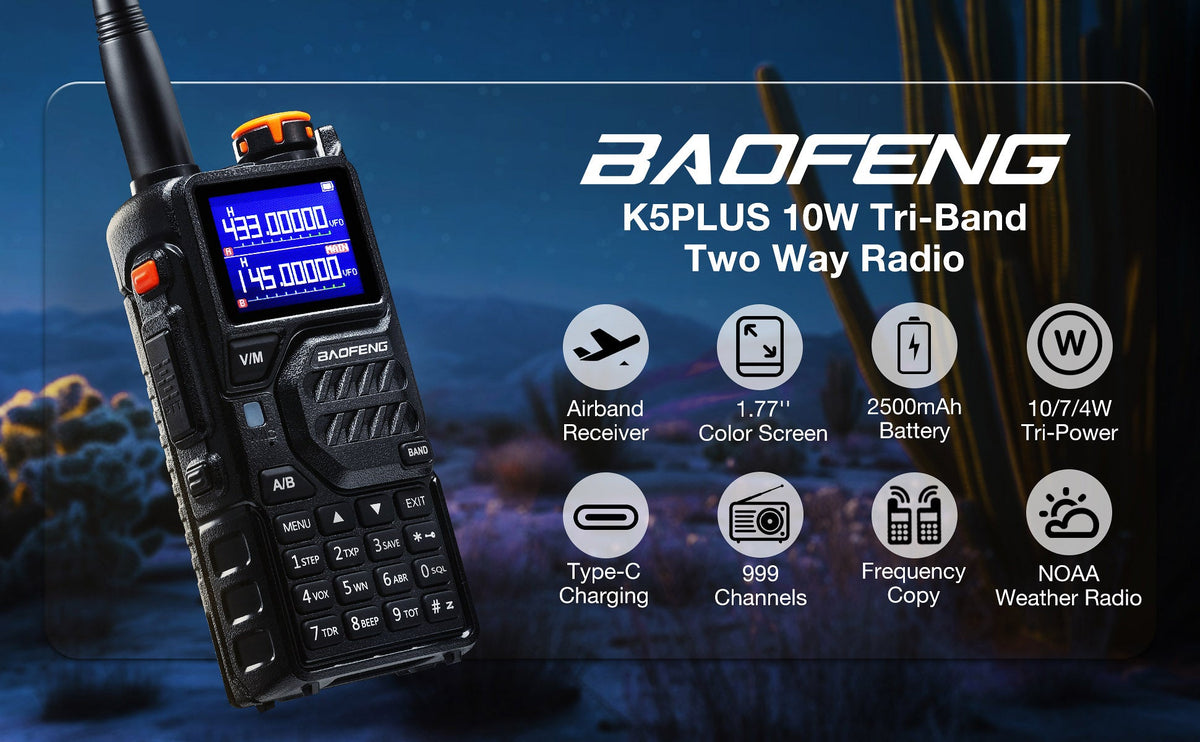 Baofeng 10W Tri-Band Handheld Two-Way Radio