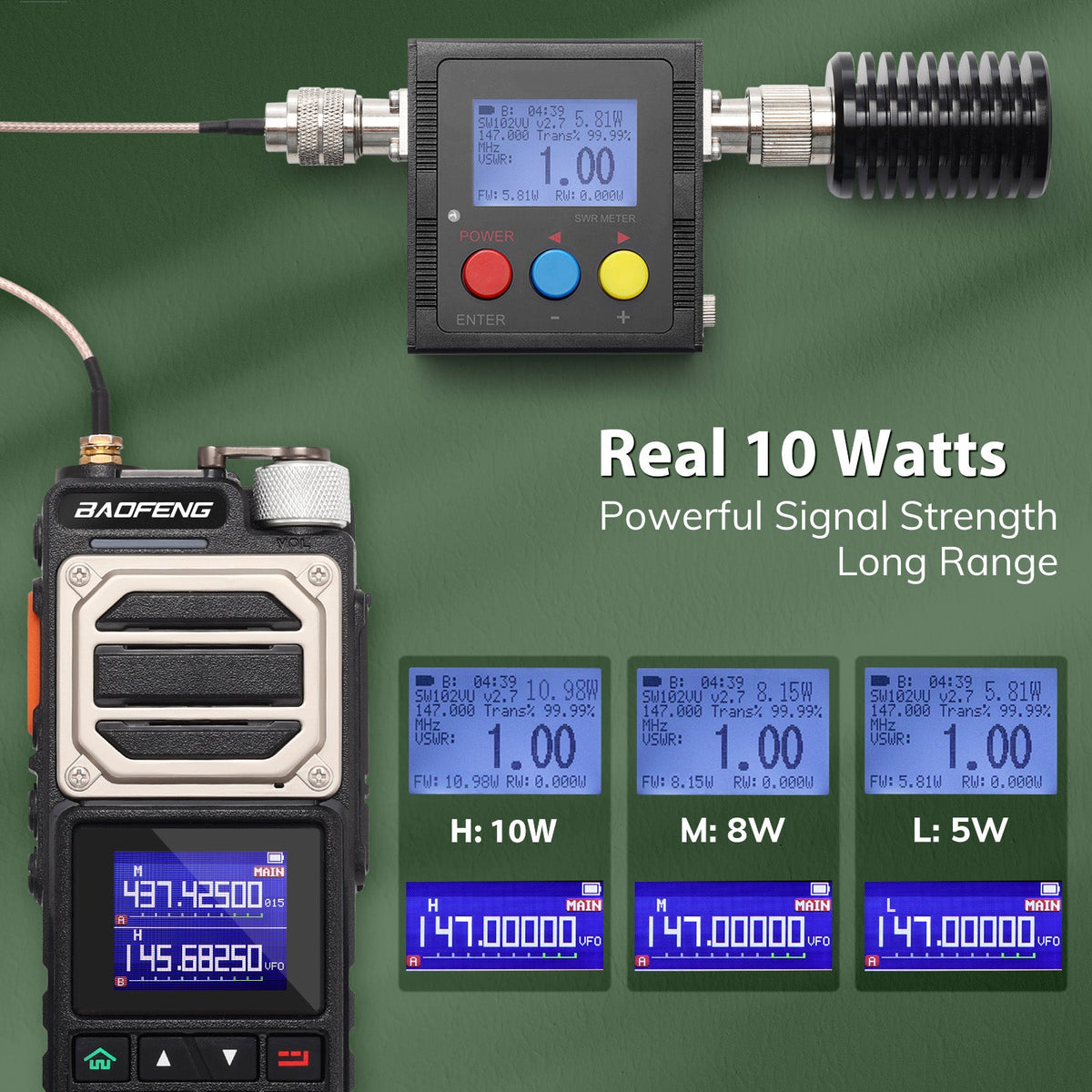 Baofeng 10W Tri-Power Handheld Two-Way Radio
