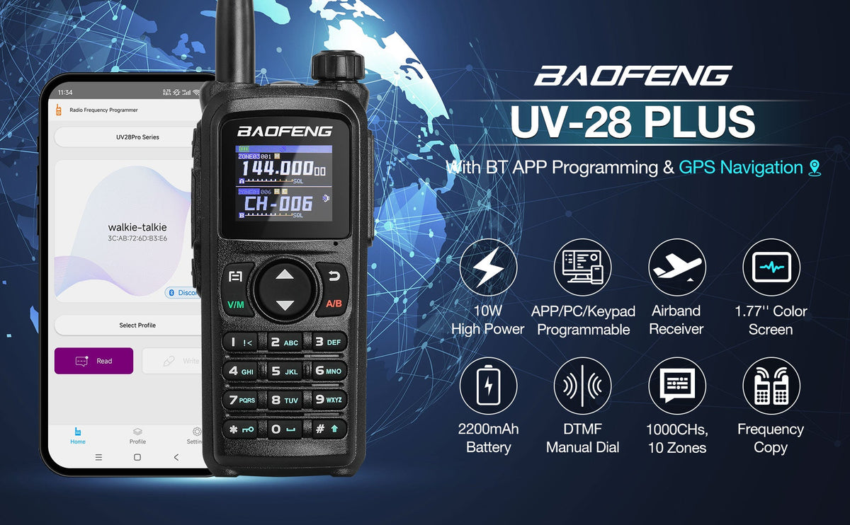 Baofeng 10W Tri-Band Handheld Two-Way Radio