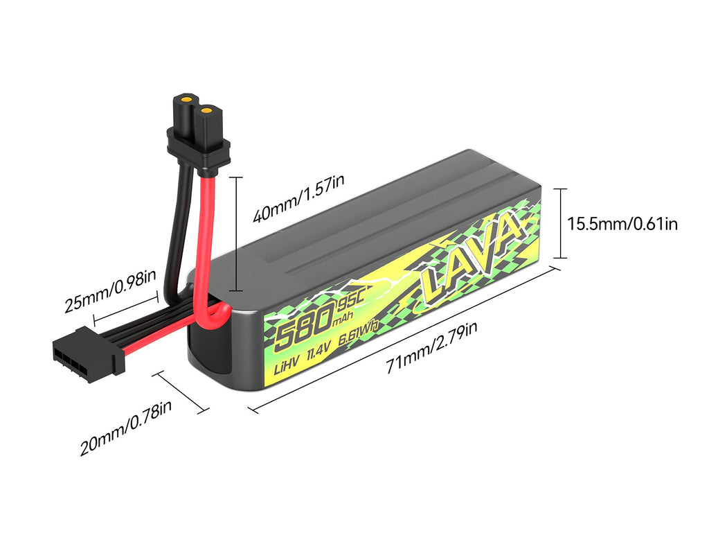 Betafpv 3S 580mAh LiHV Drone Battery 2-Pack