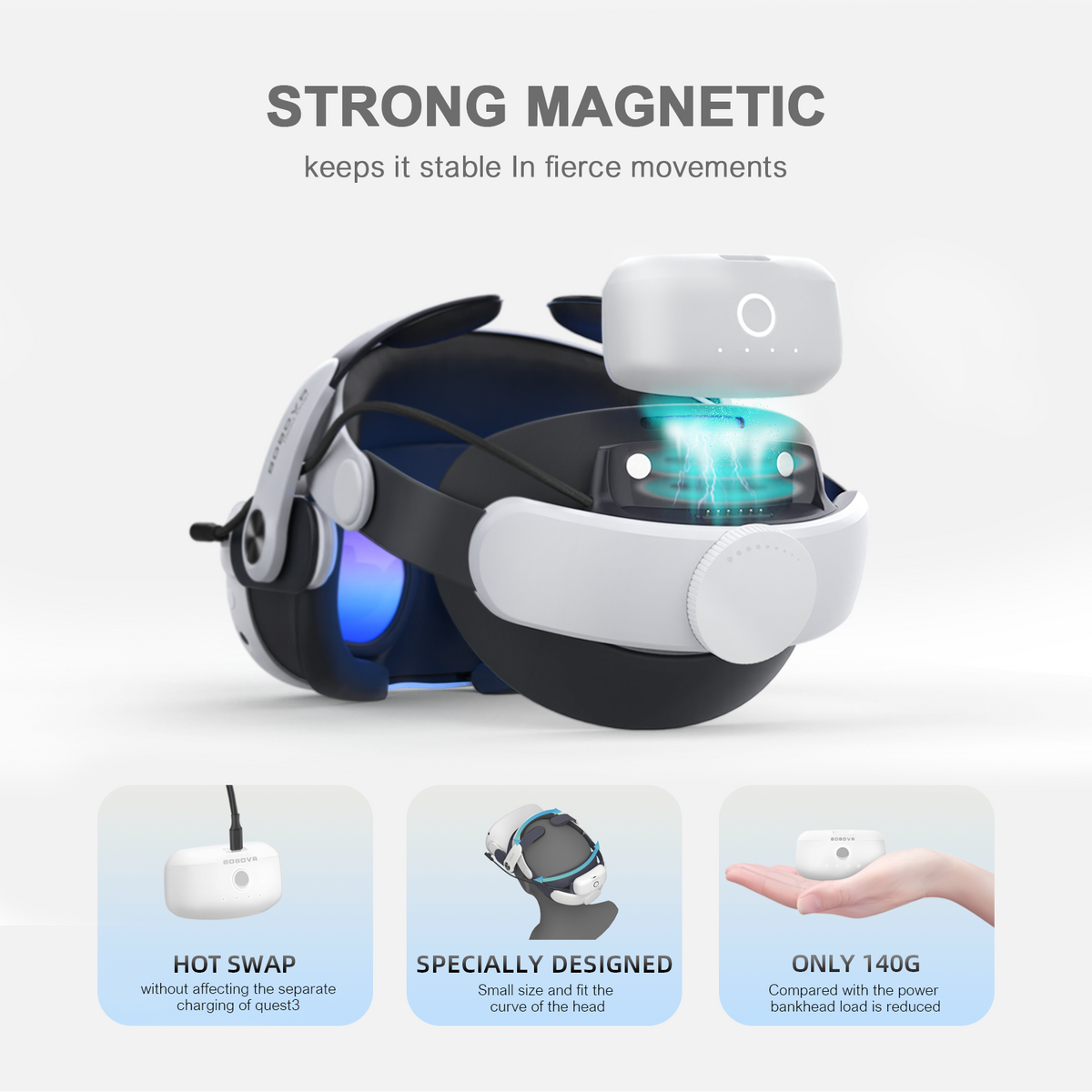 Compatible with Quest 3/3S VR Battery Head Strap