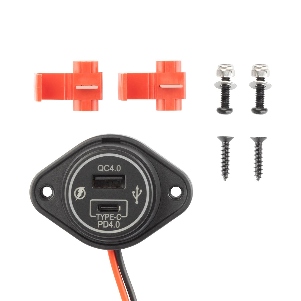 Bulletpoint Mounting Solutions 12V Dual-Port USB-C and USB-A Car Charger Kit