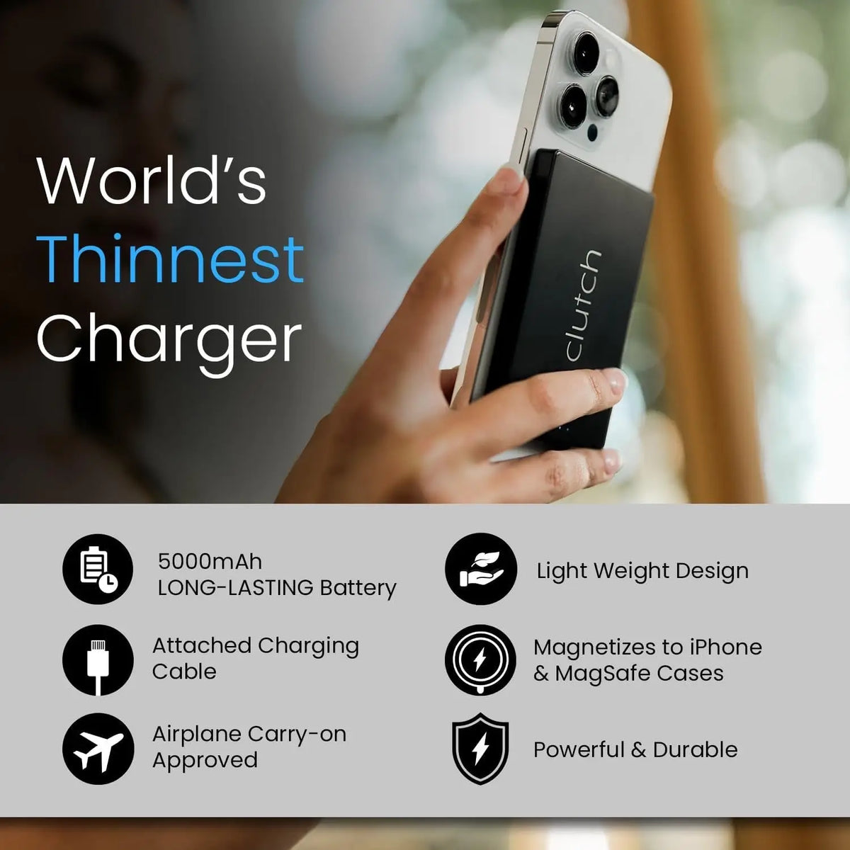 Clutch 5,000mAh Magnetic USB-C Power Bank