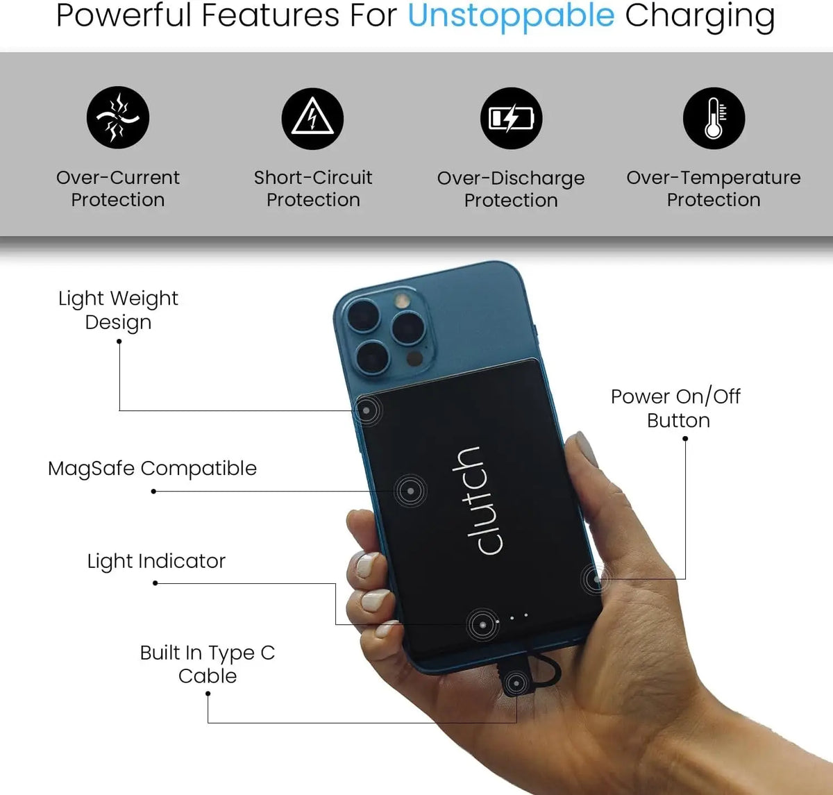 Clutch 5,000mAh Magnetic USB-C Power Bank