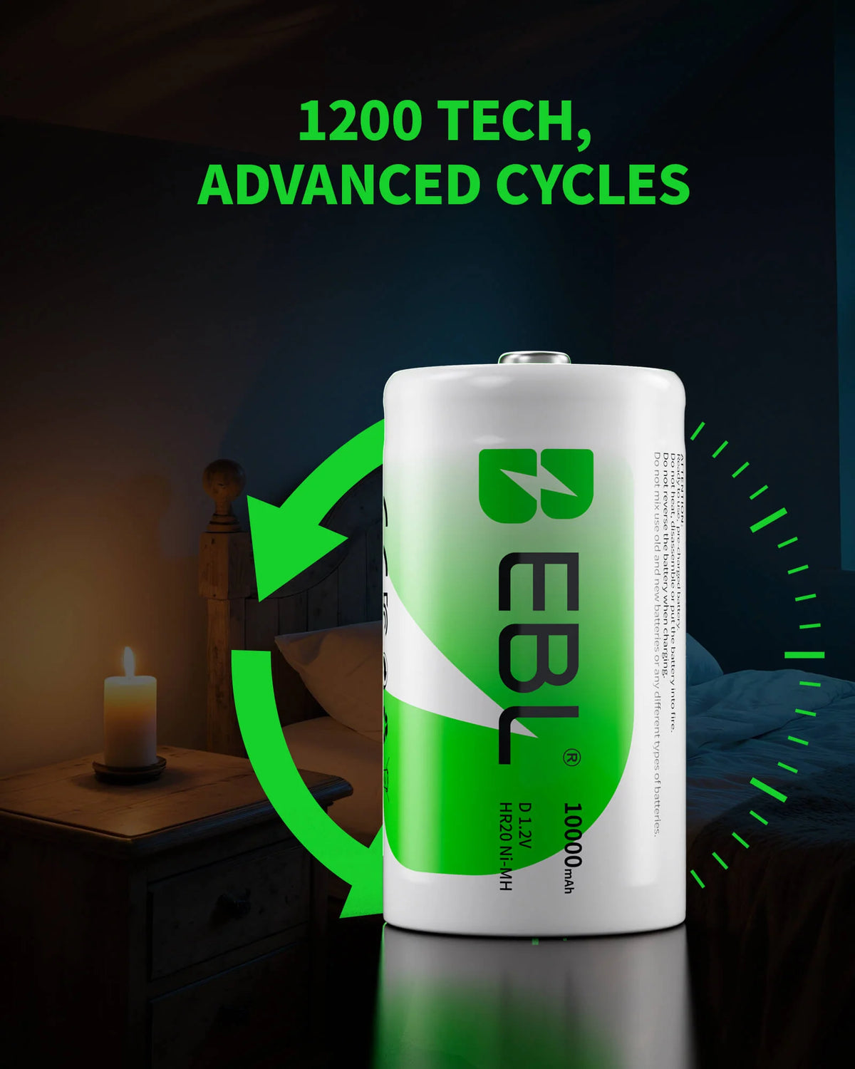 EBLOfficial D-Size Rechargeable Batteries