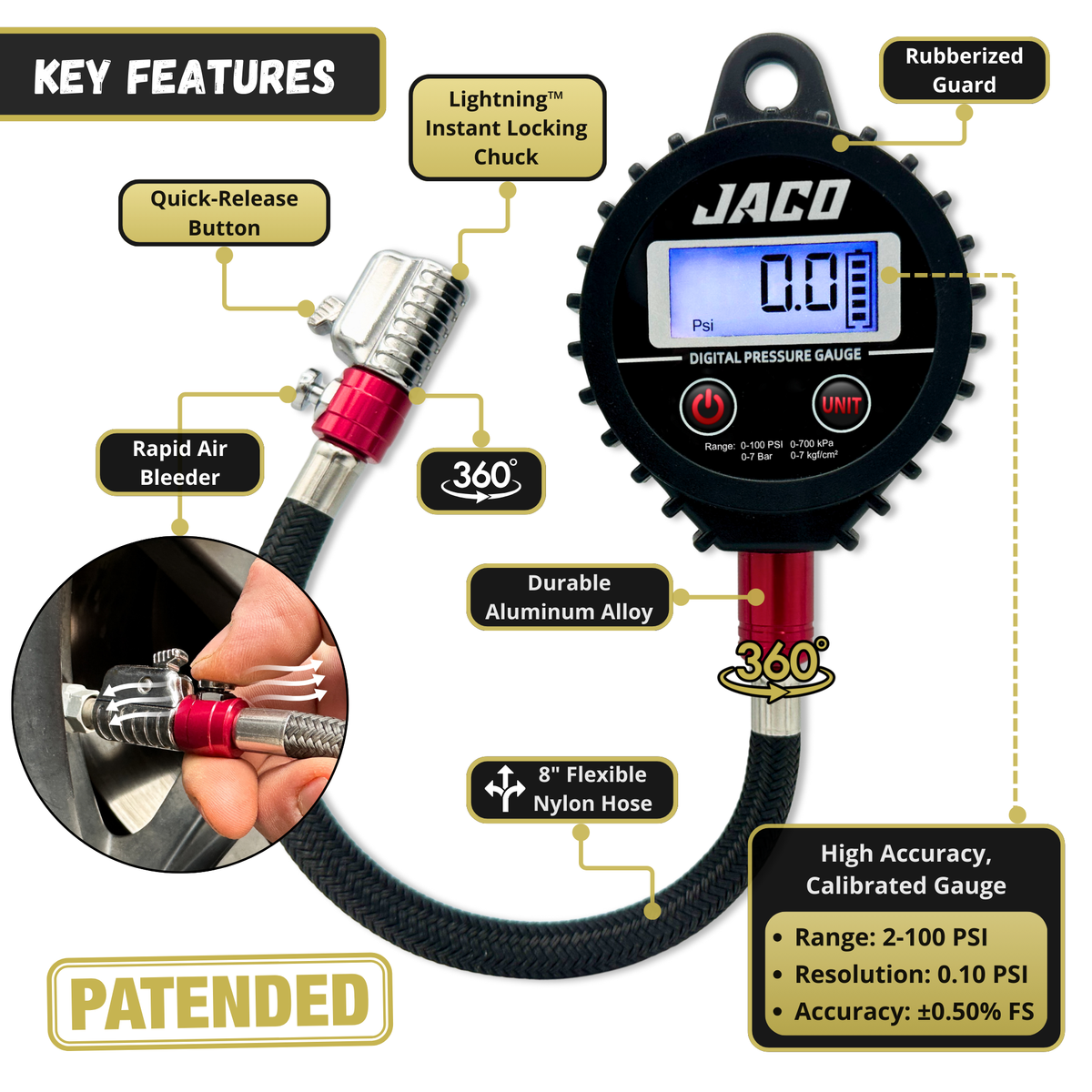 JACO Digital Tire Pressure Gauge