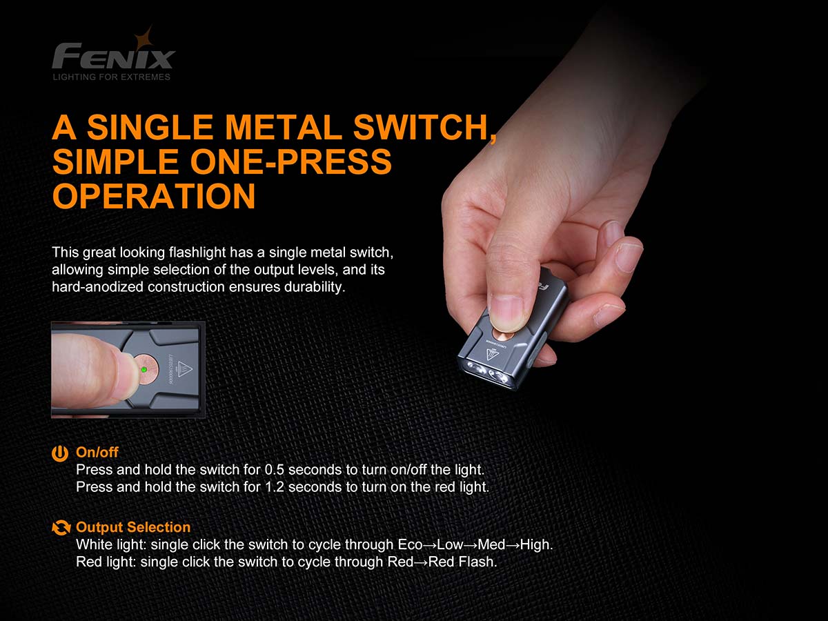 Fenix USB-C Rechargeable Keychain Flashlight