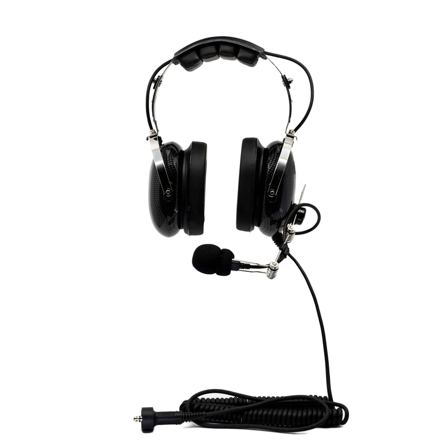 Elite Wired Intercom Headset with Carbon Fiber Construction, Adjustable Microphone Boom and H2NO Plug in Two Wearing Styles