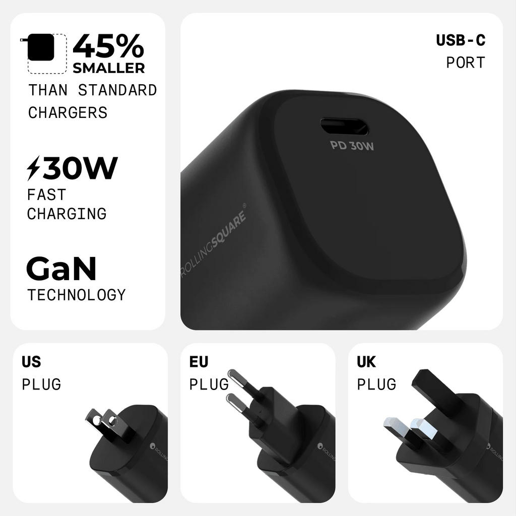 Rolling Square Single-Port GaN USB-C Wall Charger