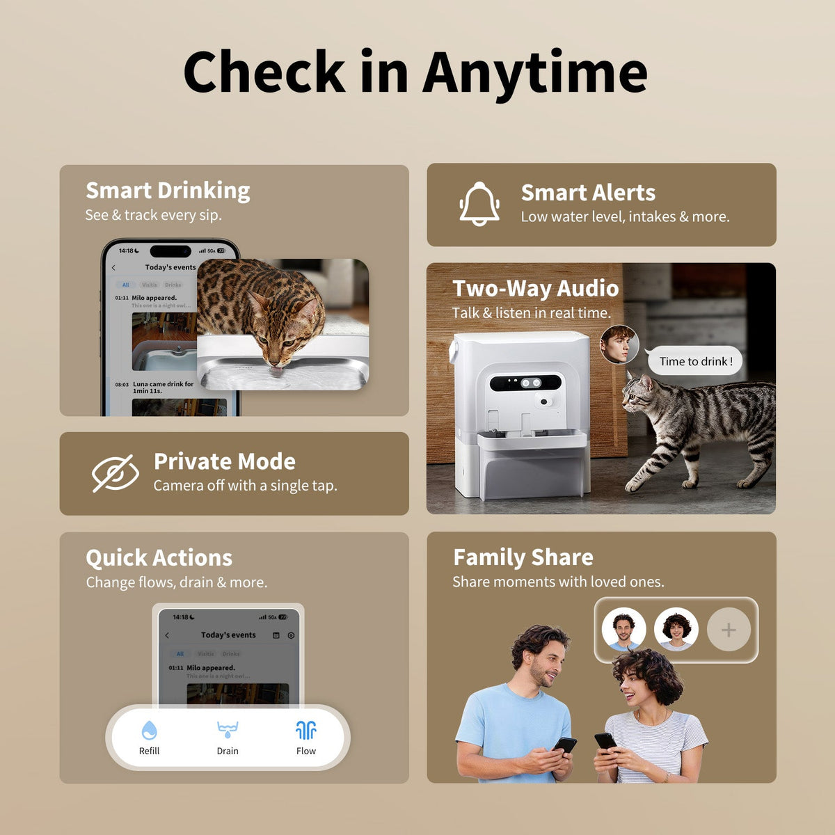 AI Camera & Maximum Hygiene Smart Pet Water Fountain
