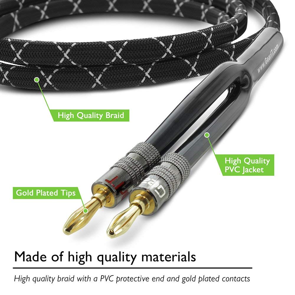 GEARit 12 AWG Speaker Cable with Banana Plugs