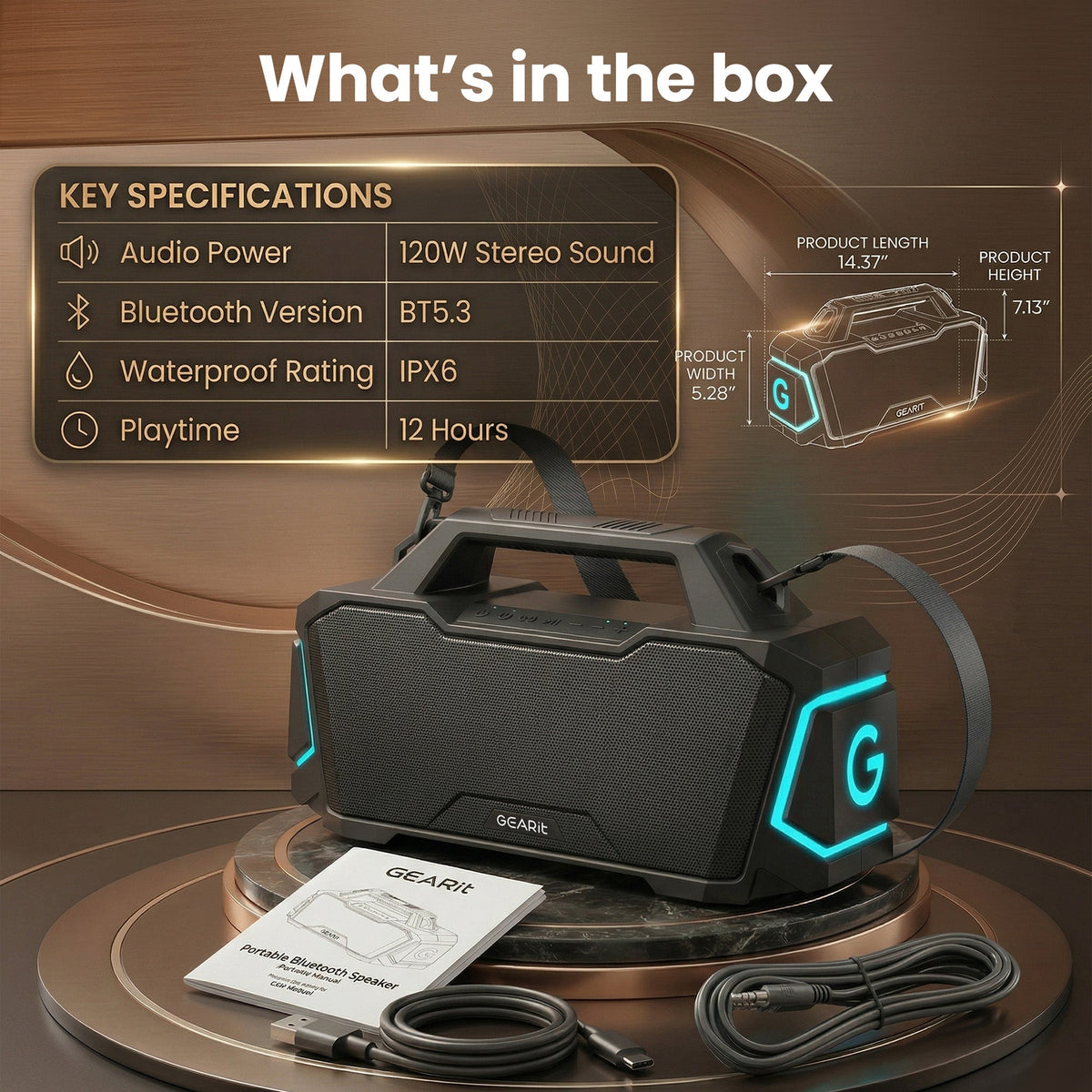 GEARit Portable Bluetooth Speaker