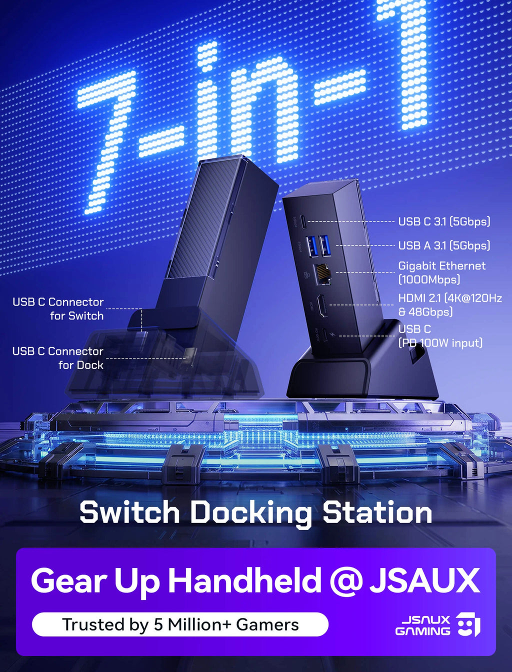 JSAUX GAMING Portable Console Docking Station