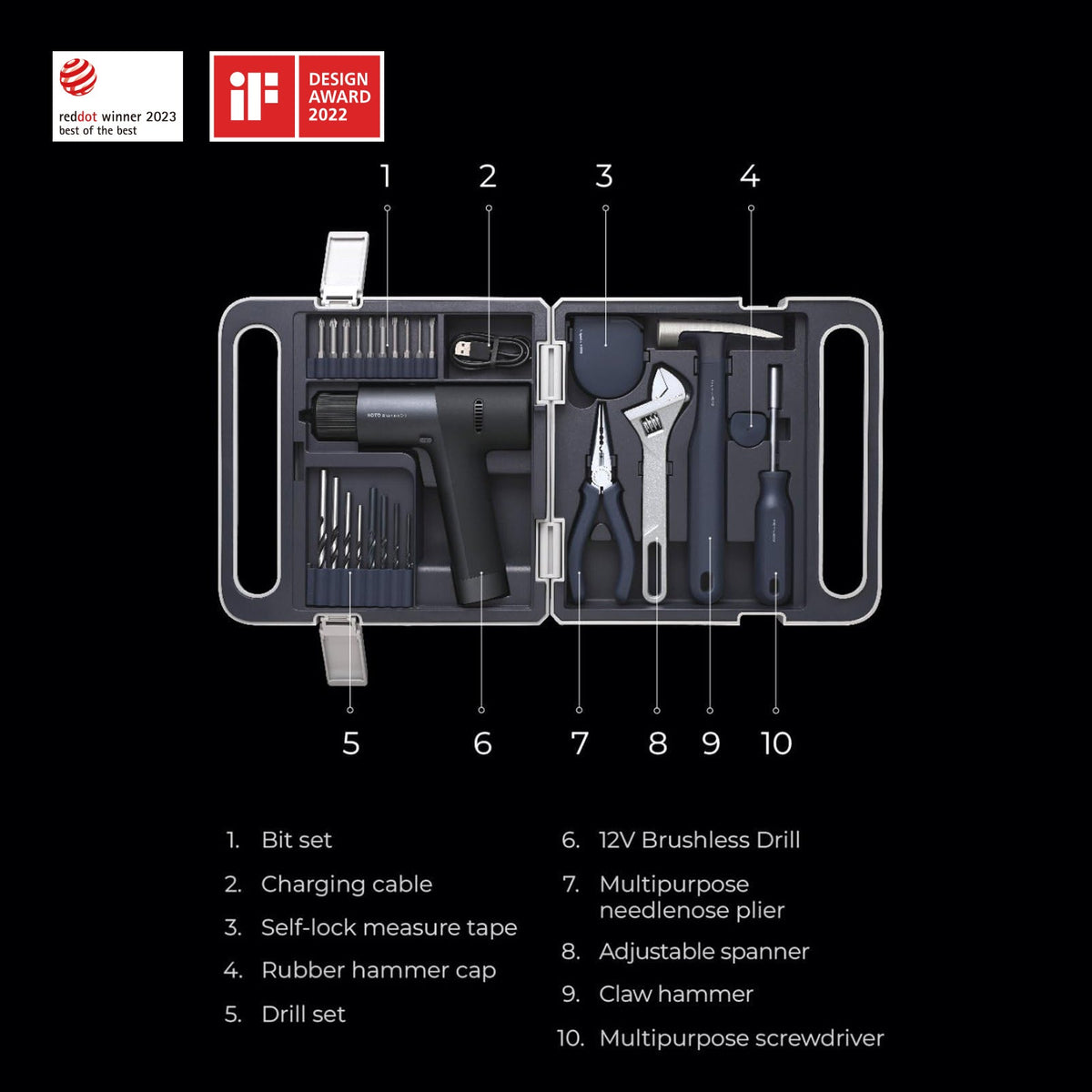 HOTO Cordless Drill Tool Set