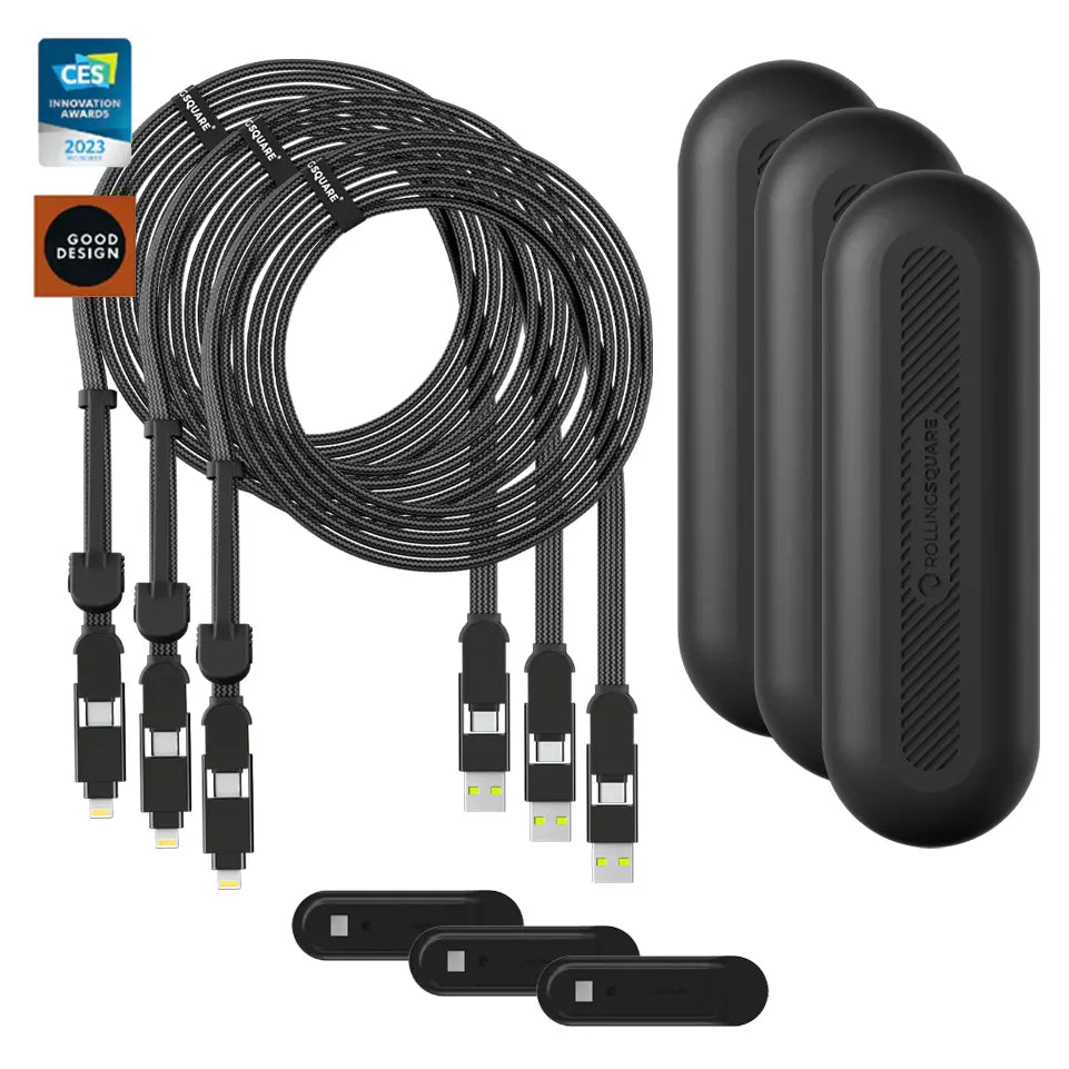 Rolling Square Multi-Connector USB Charging and Data Cable