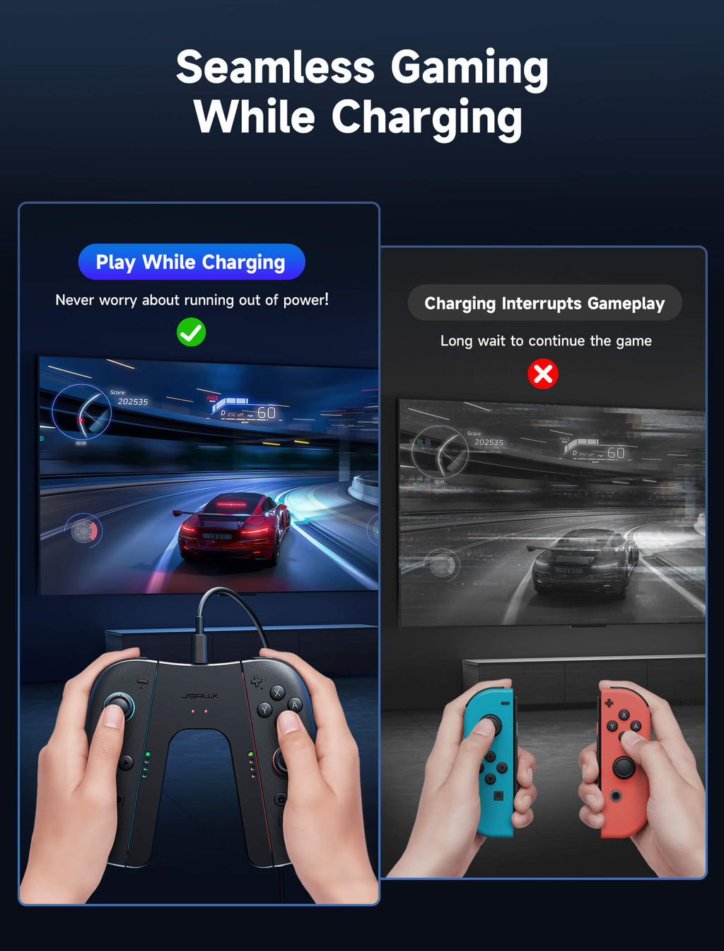 JSAUX GAMING Joy-Con Charging Grip for Switch 2