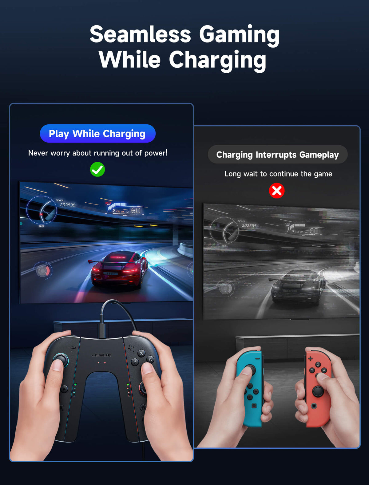 JSAUX GAMING Joy-Con Charging Grip for Switch 2