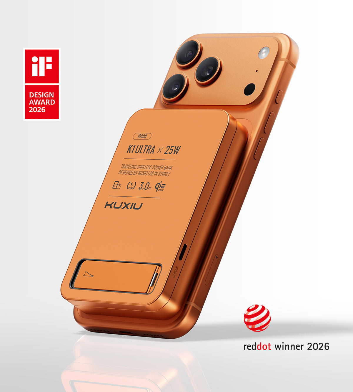 KUXIU 10,000mAh 3-in-1 Magnetic Wireless Power Bank