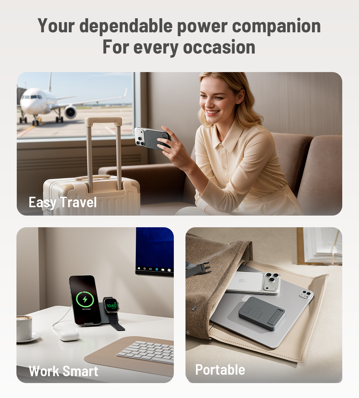 KUXIU 3-in-1 Qi2 Wireless Power Bank