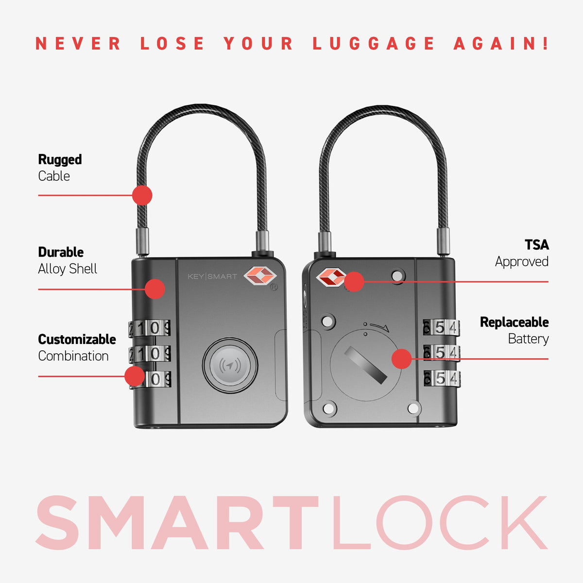 KeySmart - Premium Key Holders Tracking Luggage Lock
