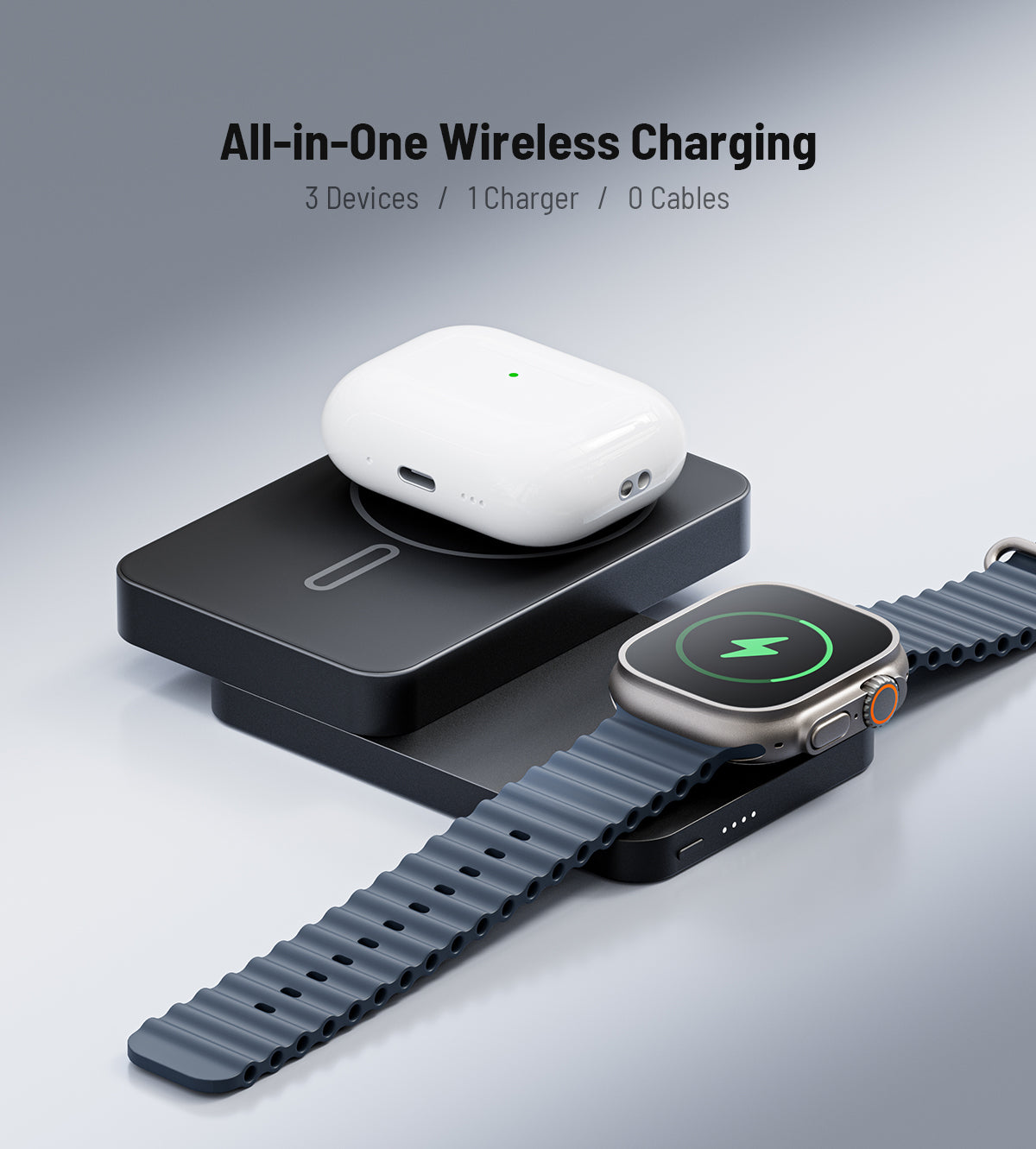 KUXIU 10,000mAh 3-in-1 Magnetic Wireless Power Bank