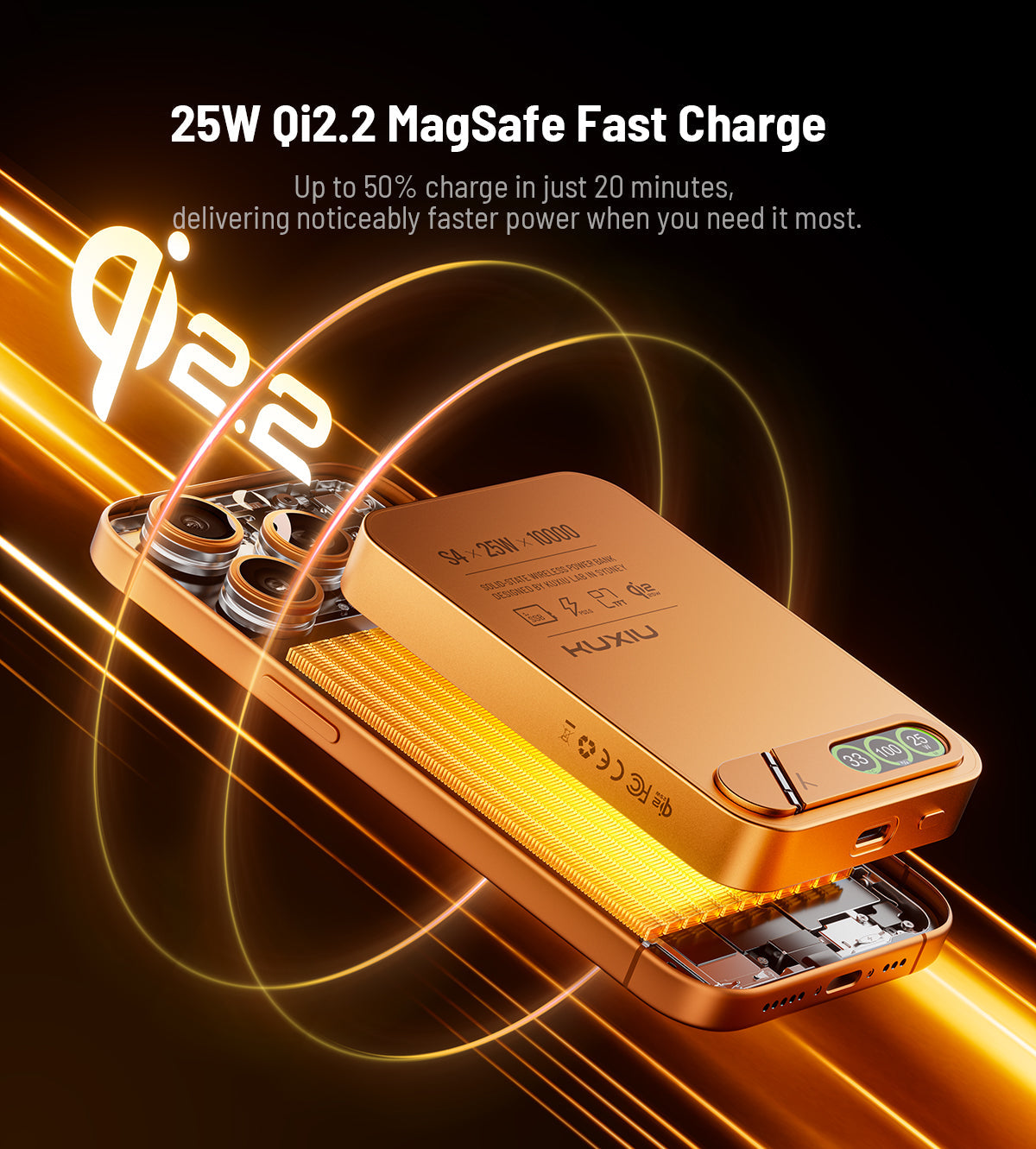 KUXIU Qi2.2 25W Magnetic Wireless Power Bank