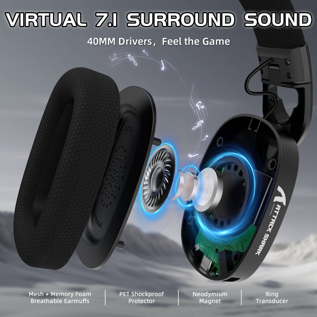 ATTACK SHARK Wireless Gaming Headset