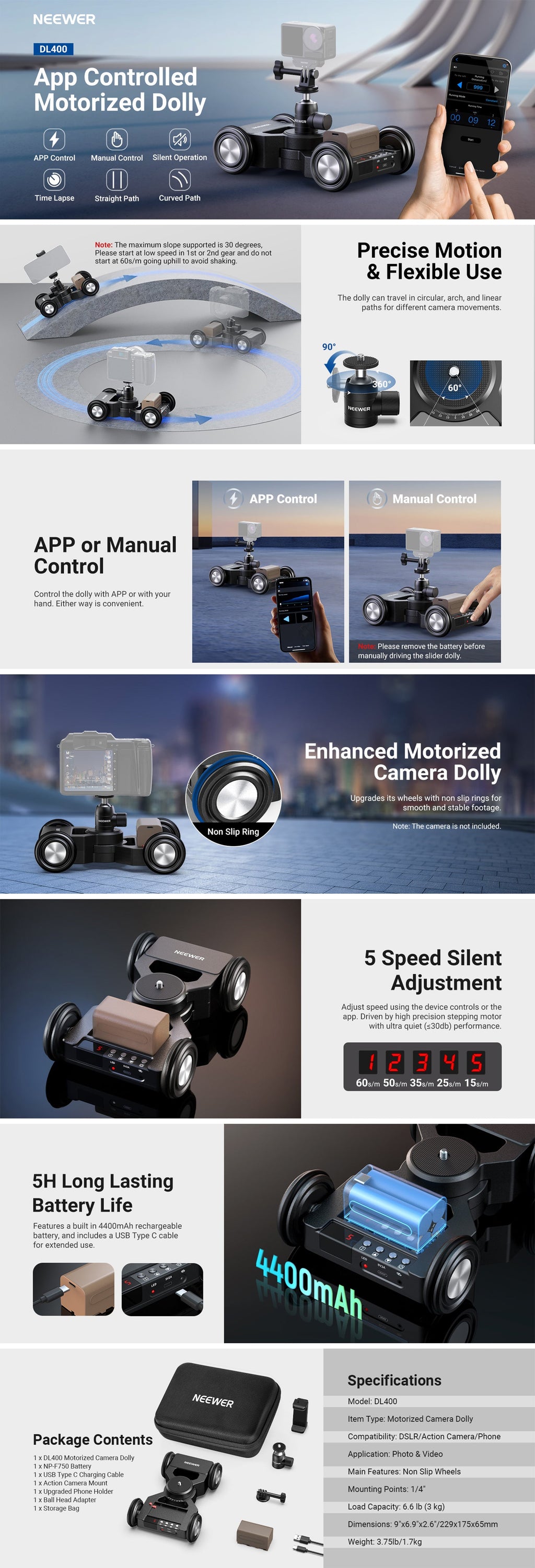 neewer.com Motorized Camera Dolly