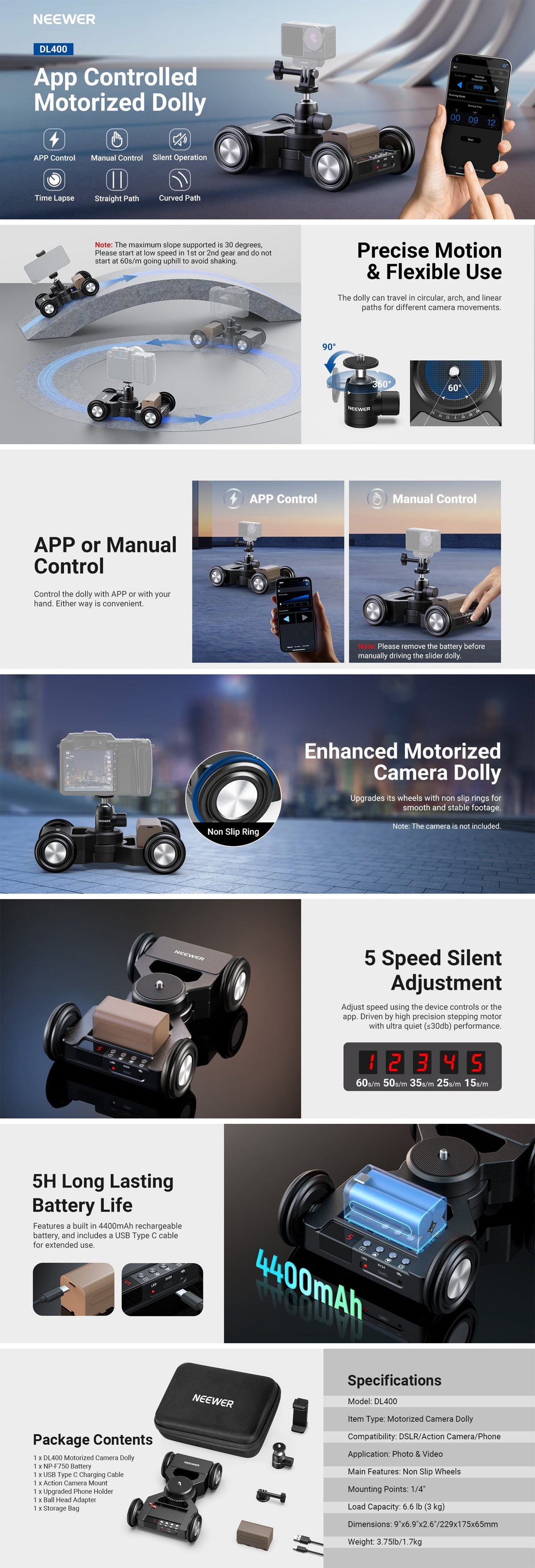 neewer.com Motorized Camera Dolly