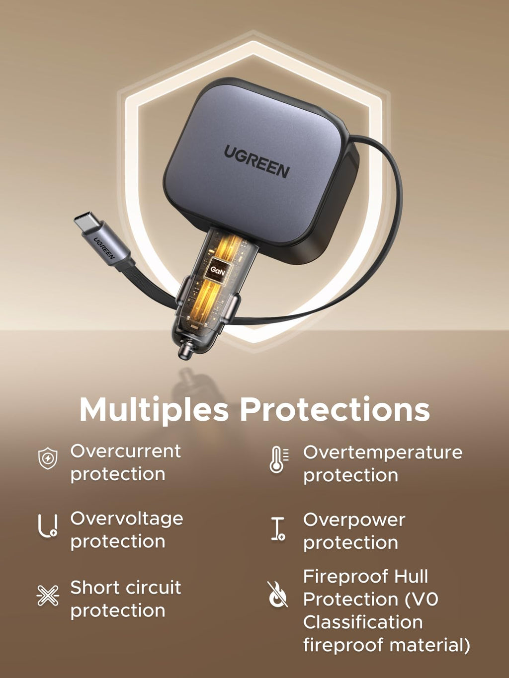 UGREEN US Retractable USB Car Charger