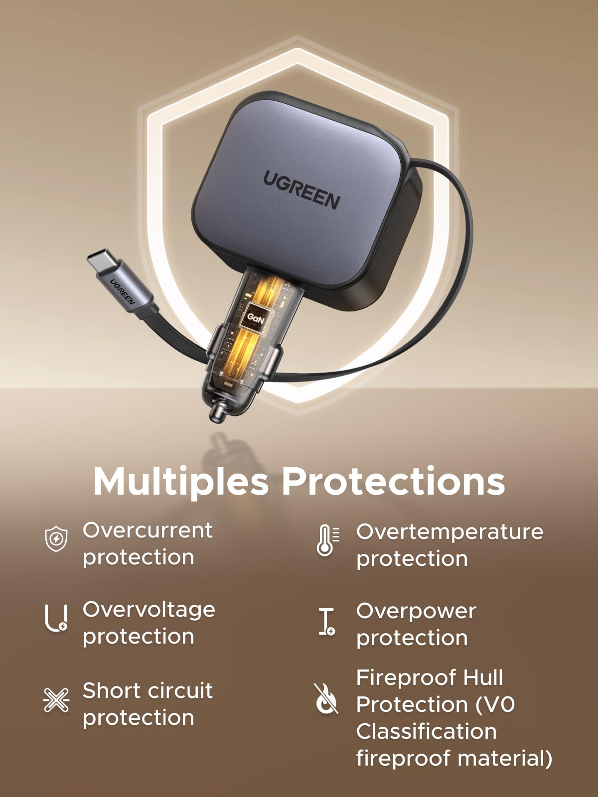 UGREEN US Retractable USB Car Charger