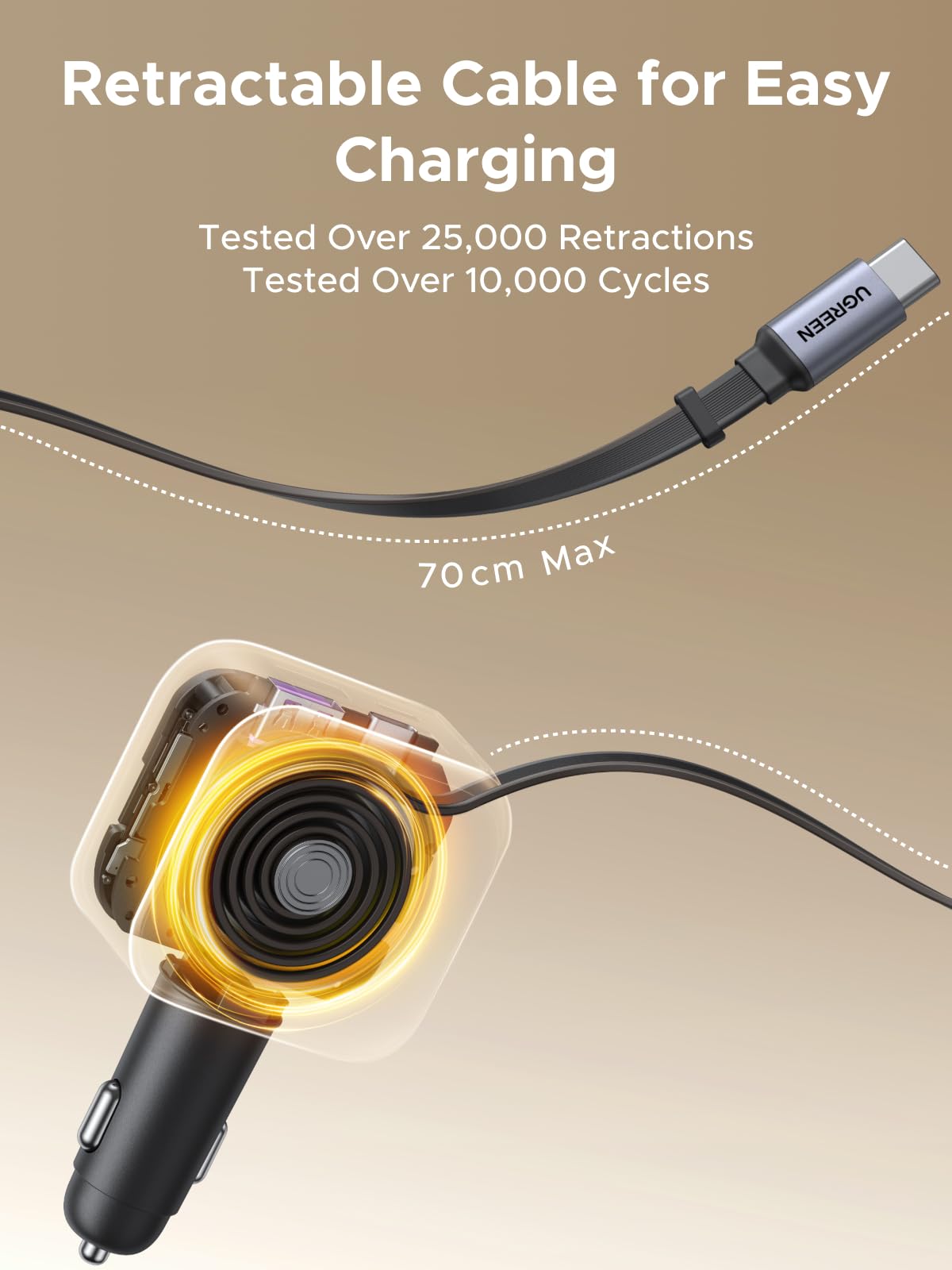 UGREEN US Retractable USB Car Charger